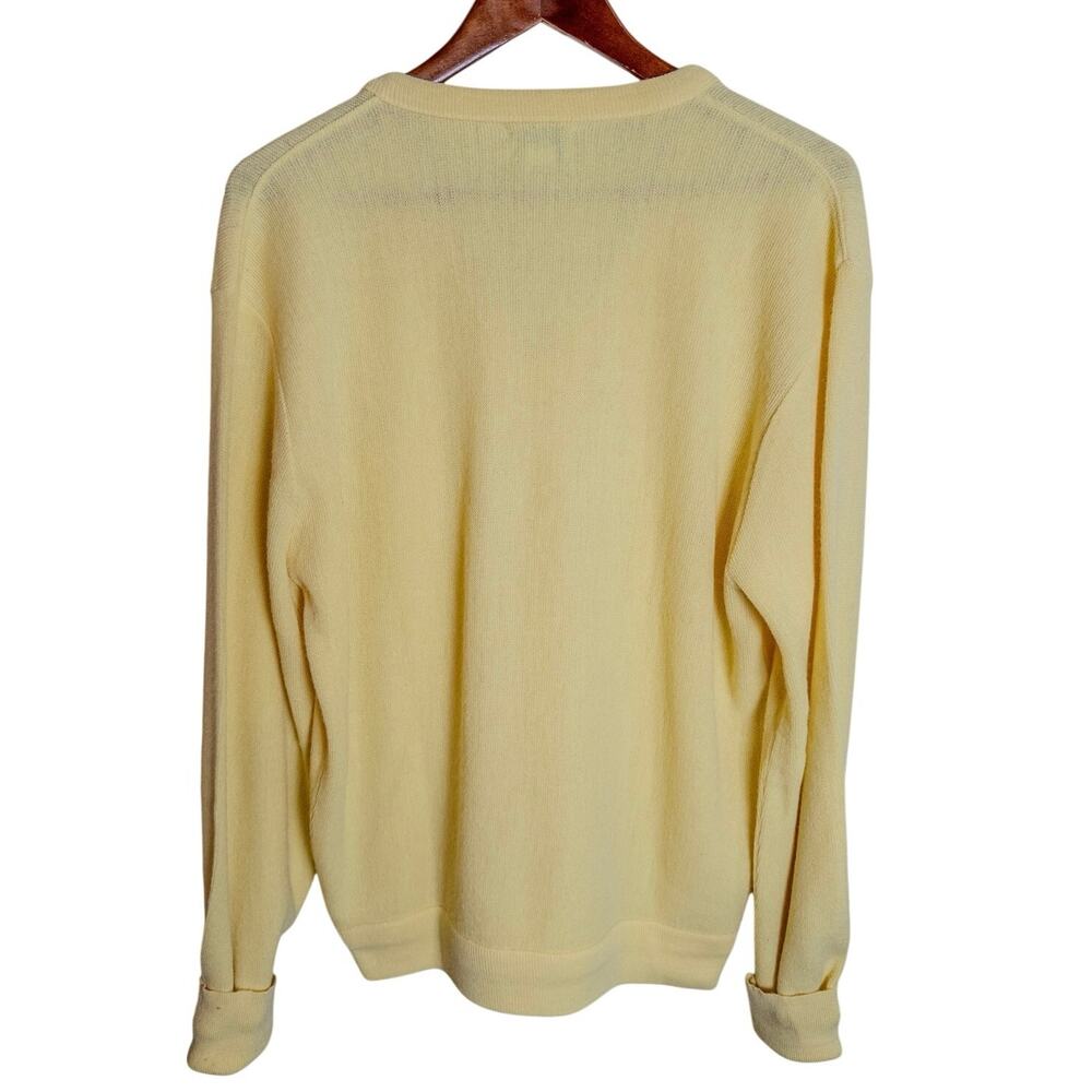 Vintage Izod Lacoste Yellow V Neck Sweater USA Large - Picture 3 of 6